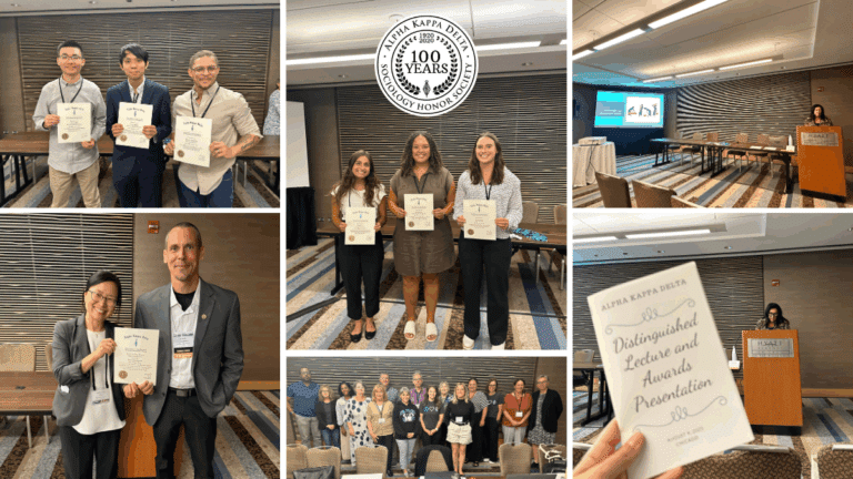 Photo collage of AKD at the 2025 American Sociological Association meetings in Chicago.